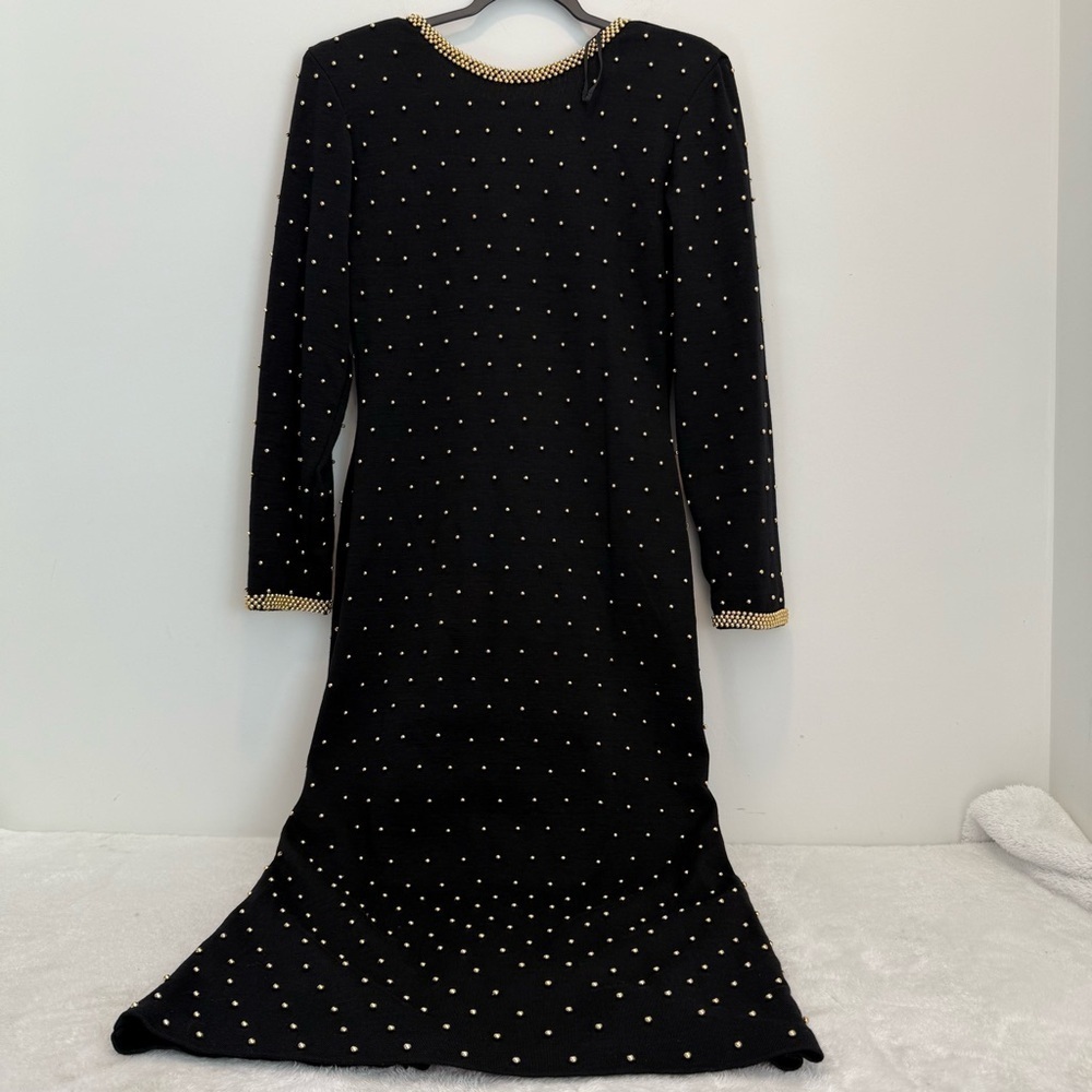 ET AL ,Woman  100 Wool Gold bead, studded vintage formal dress Size 10